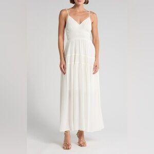 Smocked Sleeveless White Maxi Dress
